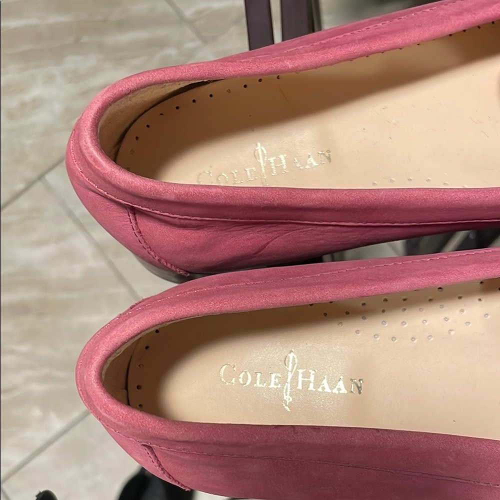 Cole Haan Pink Suede Penny Loafers Flats - Picture 3 of 5